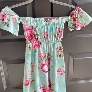 Floral Off-Shoulder Kids Dress